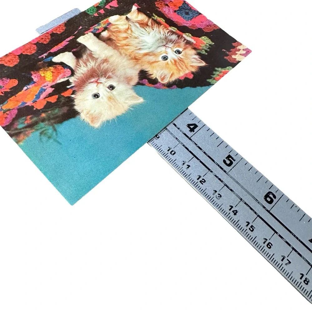 Plastichrome Sisters Kittens Postcard Unused Color by Knight 60s Vintage P12383